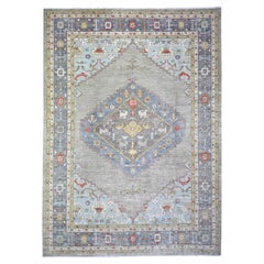 10'1 "x14' Dunkelgrau Feiner Peshawar Teppich aus reiner Wolle, handgeknüpft, orientalisch