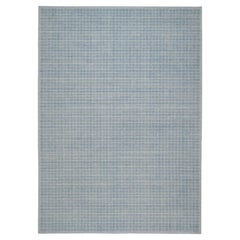 10'1"x14' Faded Blue Modern Plain Decor Box Design Loomed Knotted Pure Wool Rug