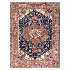 10'1"x14' Midnight Blue Aryana Grade Serapi Heriz Design Hand Knotted Wool Rug