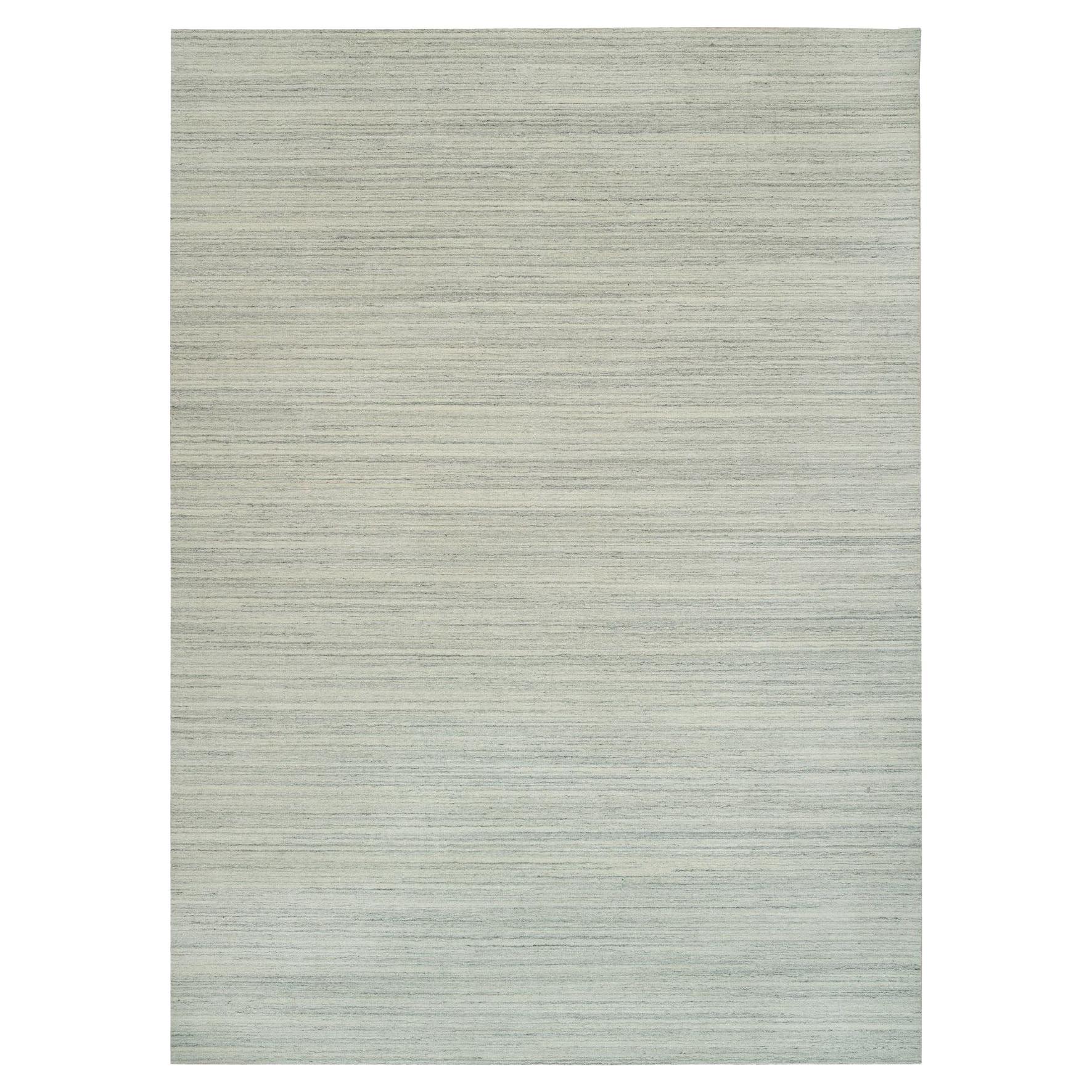 10
1 "x14
 Old Wood Weißer handgewebter einfarbiger moderner Design-Teppich aus ungefärbter Wolle