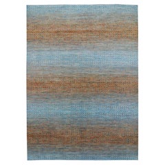 10'1"x14' Orange, Pure Wool Hand Knotted, Modern Chiaroscuro Collection Rug