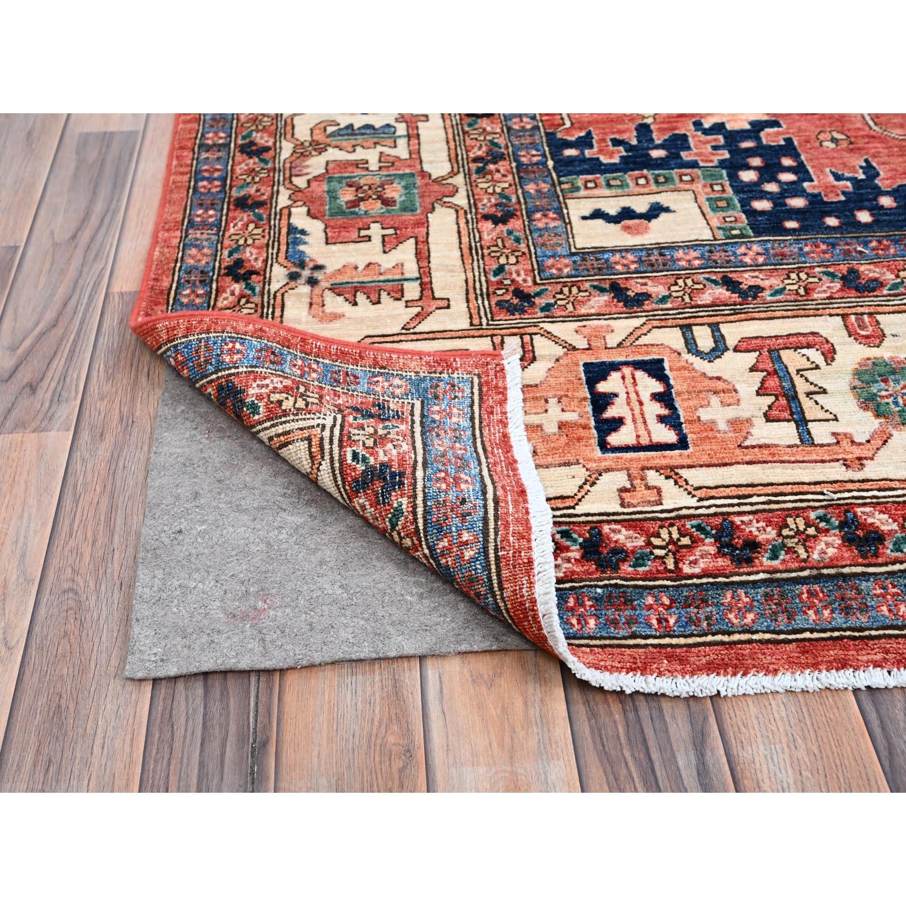 Alfombra Oriental de Lana Anudada a Mano con Diseño Integral Heriz Rojo 10'1 