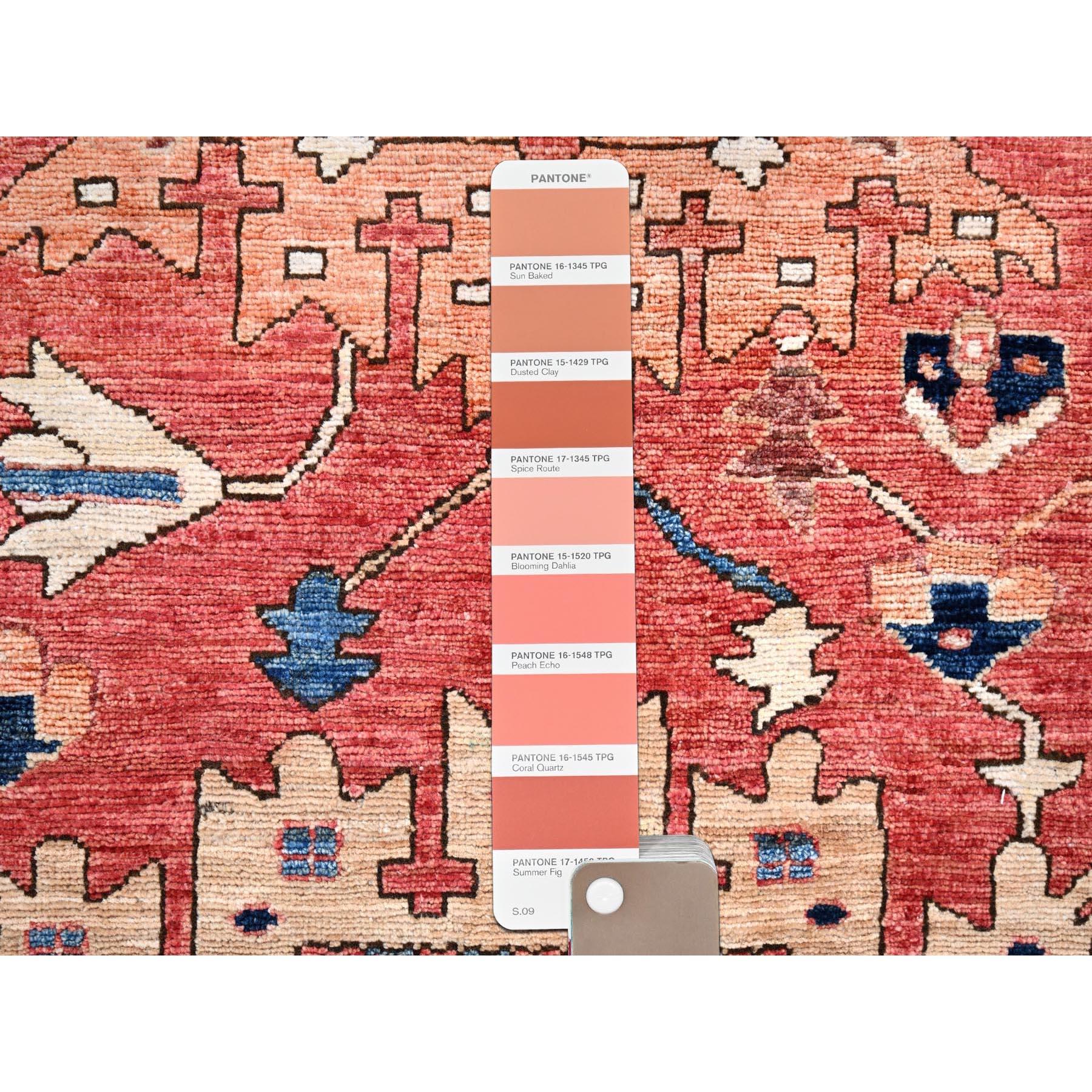 Alfombra Oriental de Lana Anudada a Mano con Diseño Integral Heriz Rojo 10'1 