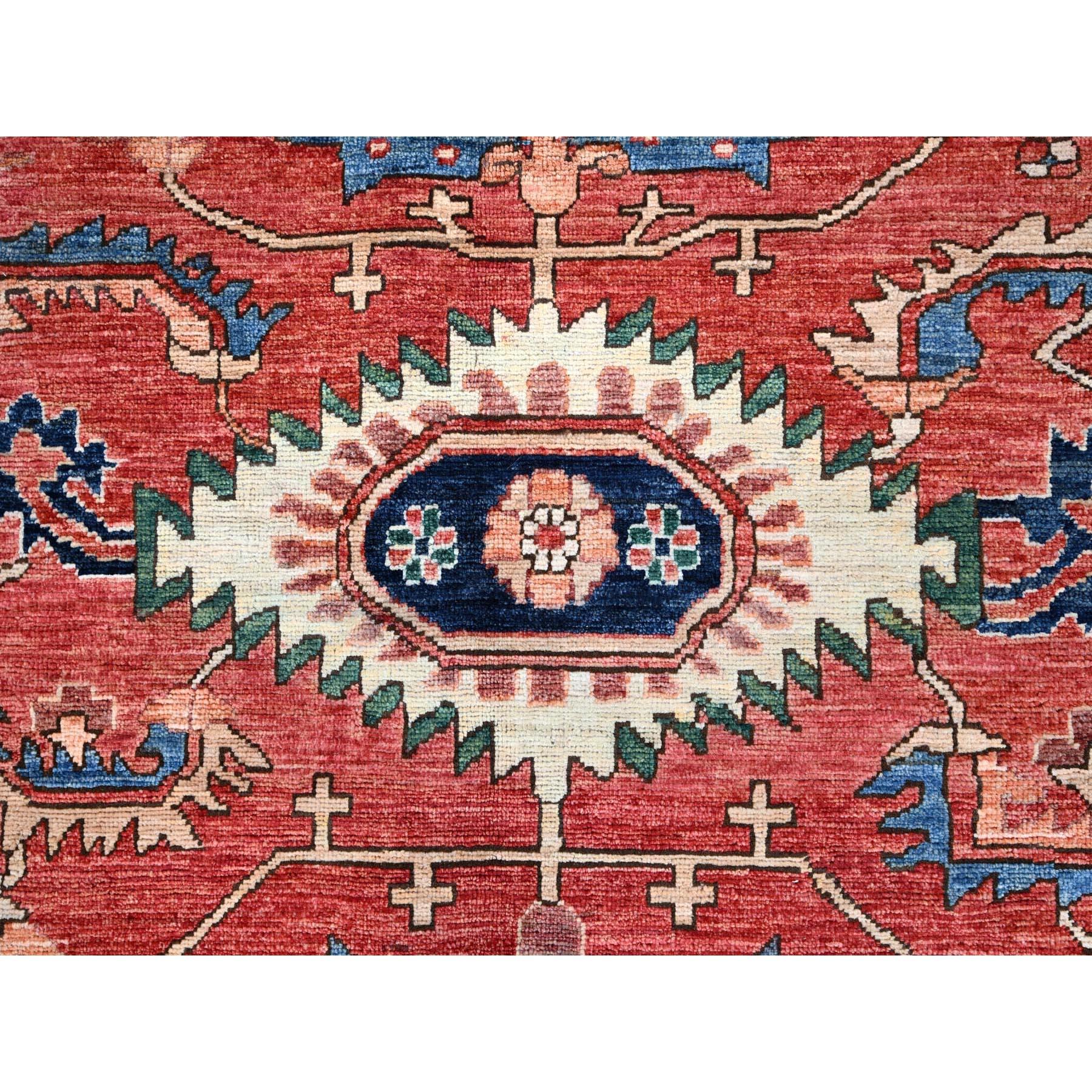 Alfombra Oriental de Lana Anudada a Mano con Diseño Integral Heriz Rojo 10'1 