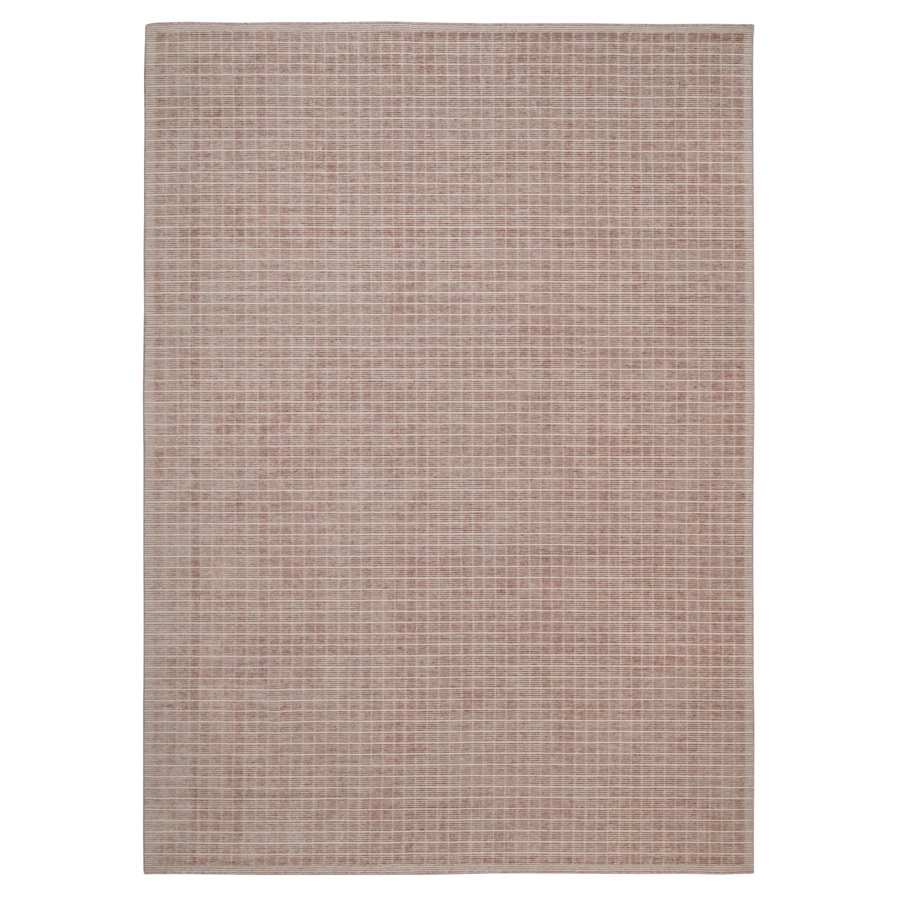 10'1"x14' Rose Pink Modern Plain Decor Box Design Loomed Knotted Soft Wool Rug