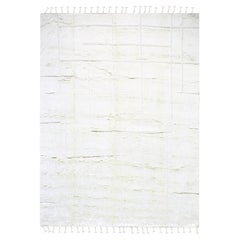 10
1 "x14
 Weißer marokkanischer Webteppich mit Gitternetz-Design Texturierte Wolle Handgeknüpft