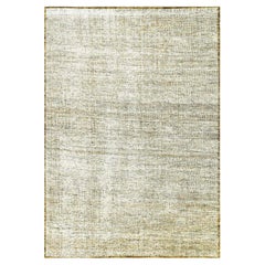 10
1 "x14
1" Beige con Oro Tappeto in pura lana ossidata con disegno di erba annodato a mano