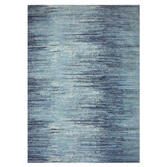 10'1"x14'1" Blue Oceanic Horizontal Ombre Design Hand Knotted Wool Oriental Rug