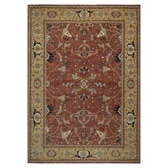 10'1 "x14'2" Ziegelrot Antik Feiner Heriz Re-Kreation Handgeknüpfter Weicher Wollteppich