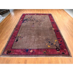 10'1 "x14'2" Brauner antiker chinesischer Art Deco Nichols Handgeknüpfter Wollteppich