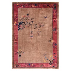 10'1"x14'2" Brown Antique Chinese Art Deco Nichols Hand Knotted Wool Rug