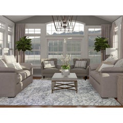 10'1"x14'2" Pure Silk and Textured Wool Gray Hand Knotted Modern Design Rug