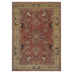 10
1 "x14
2" Rot Antik Fein Heriz Re-Kreation Handgeknüpft Reine Wolle Teppich