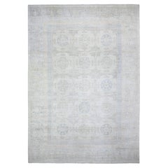 10'1 "x14'4" Gray White Wash Peshawar Khotan Design Rugs en pure laine noués à la main