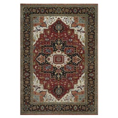 10
1"x14
5" Red Soft Wool Hand Knotted Antiqued Fine Heriz Revival Oriental Rug
