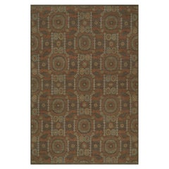 10'1"x15'1" Brown Hand Knotted Mamluk Design Pure Himalayan Wool Oriental Rug