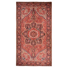 10'1 "x18'1" Chili Red Vintage Persian Heriz Tappeto orientale XL in lana annodato a mano