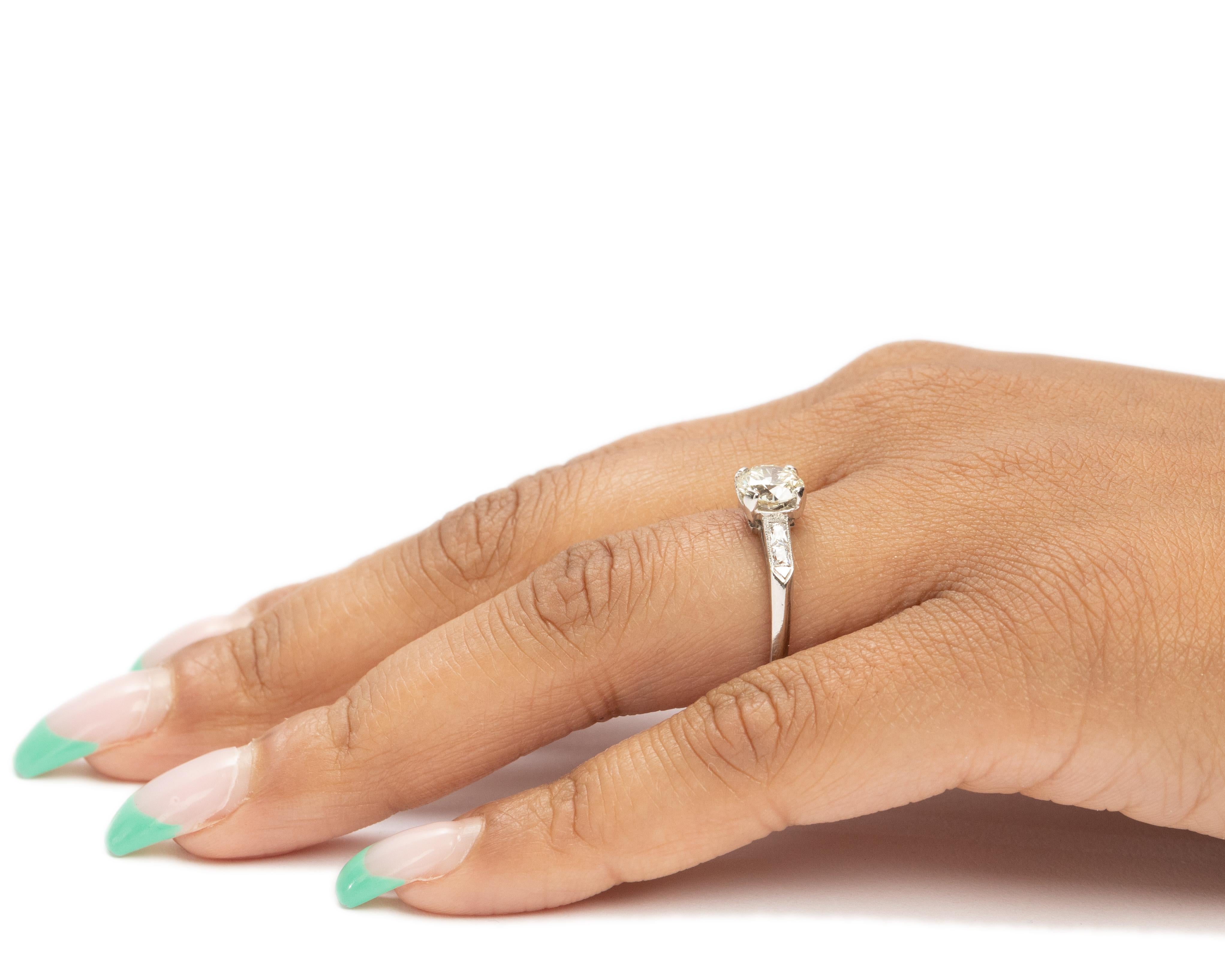 1.02 Carat Art Deco Diamond Platinum Engagement Ring For Sale 2