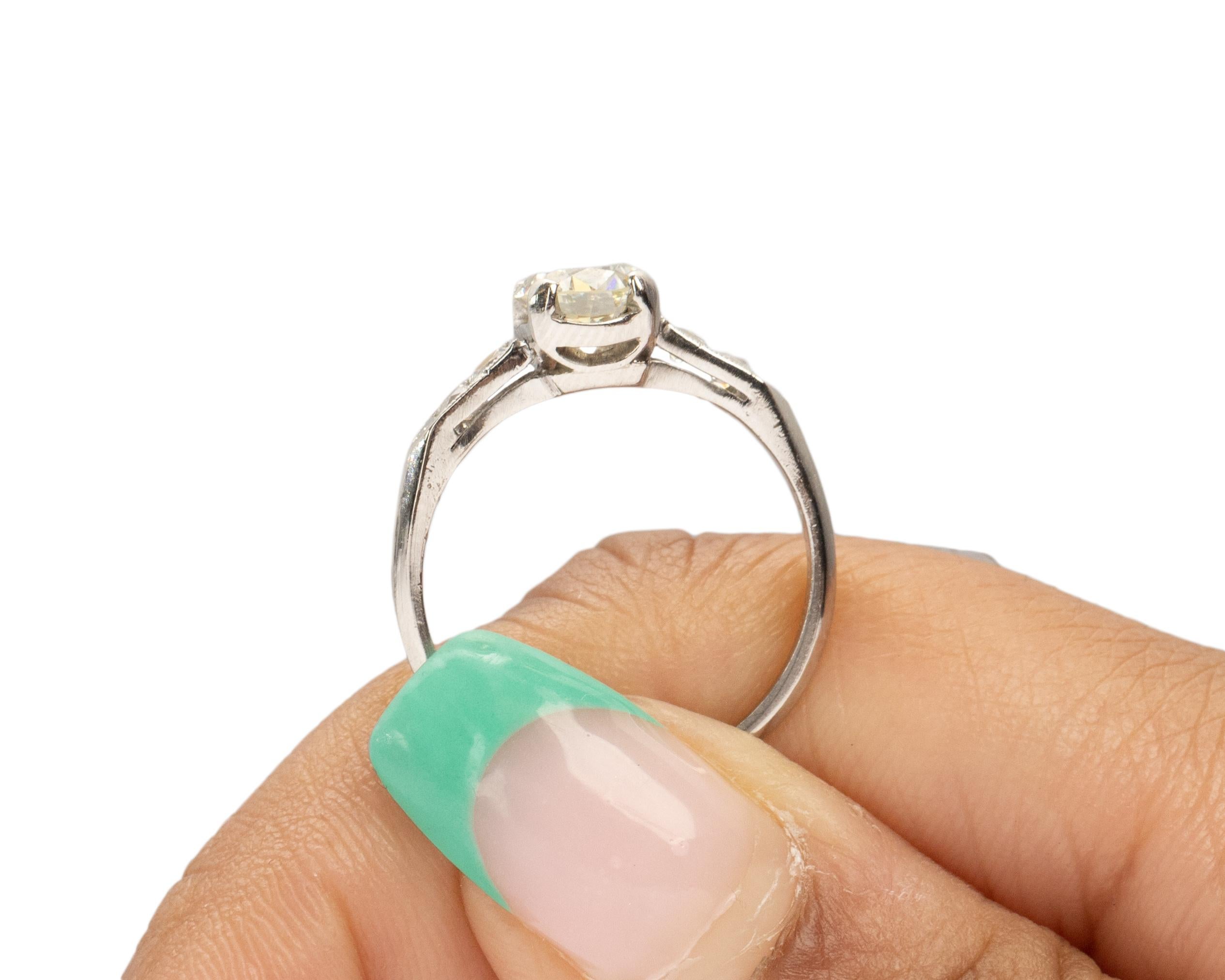 1.02 Carat Art Deco Diamond Platinum Engagement Ring For Sale 3