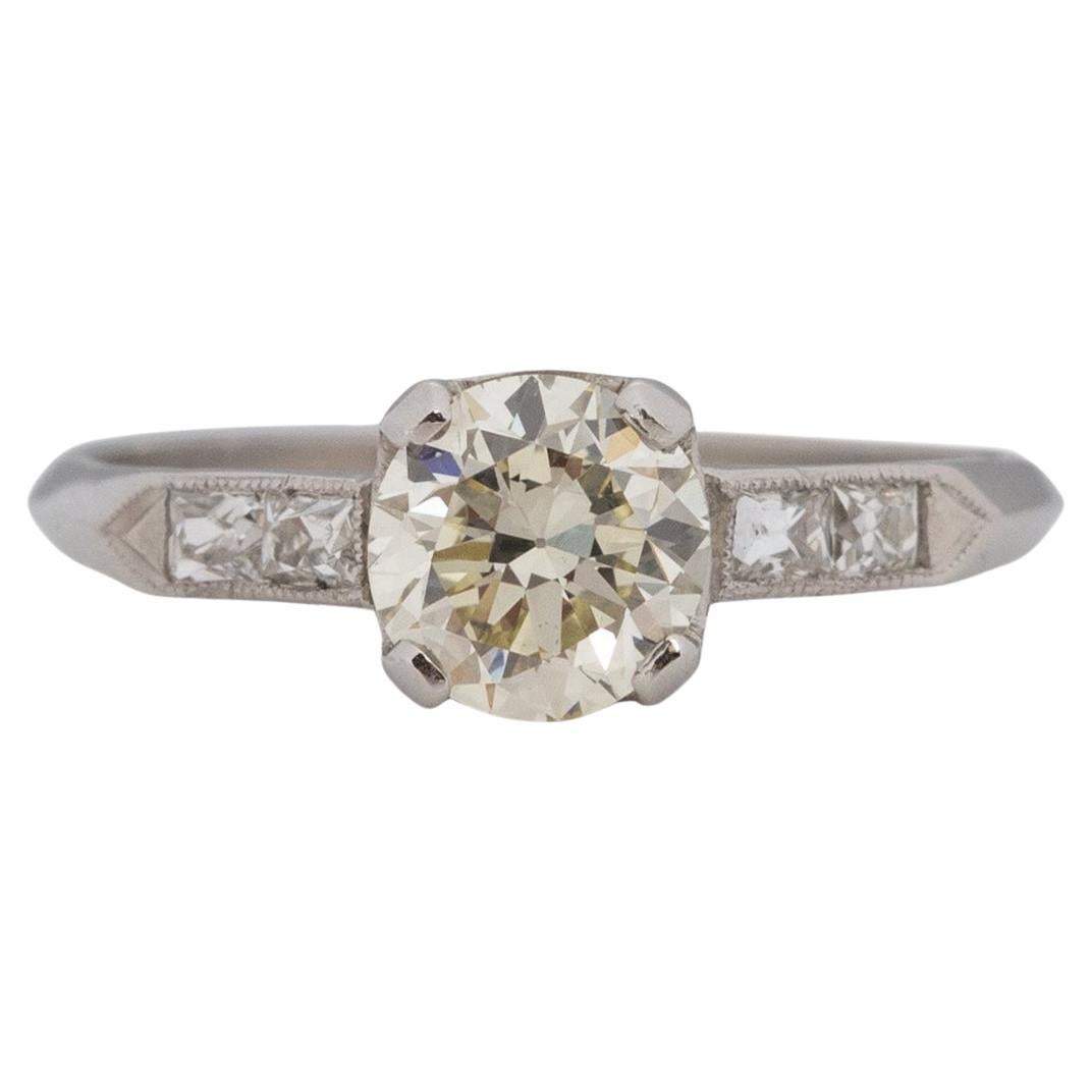 1.02 Carat Art Deco Diamond Platinum Engagement Ring