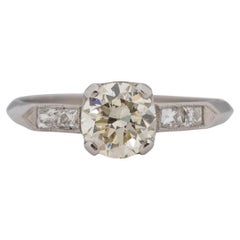Vintage 1.02 Carat Art Deco Diamond Platinum Engagement Ring