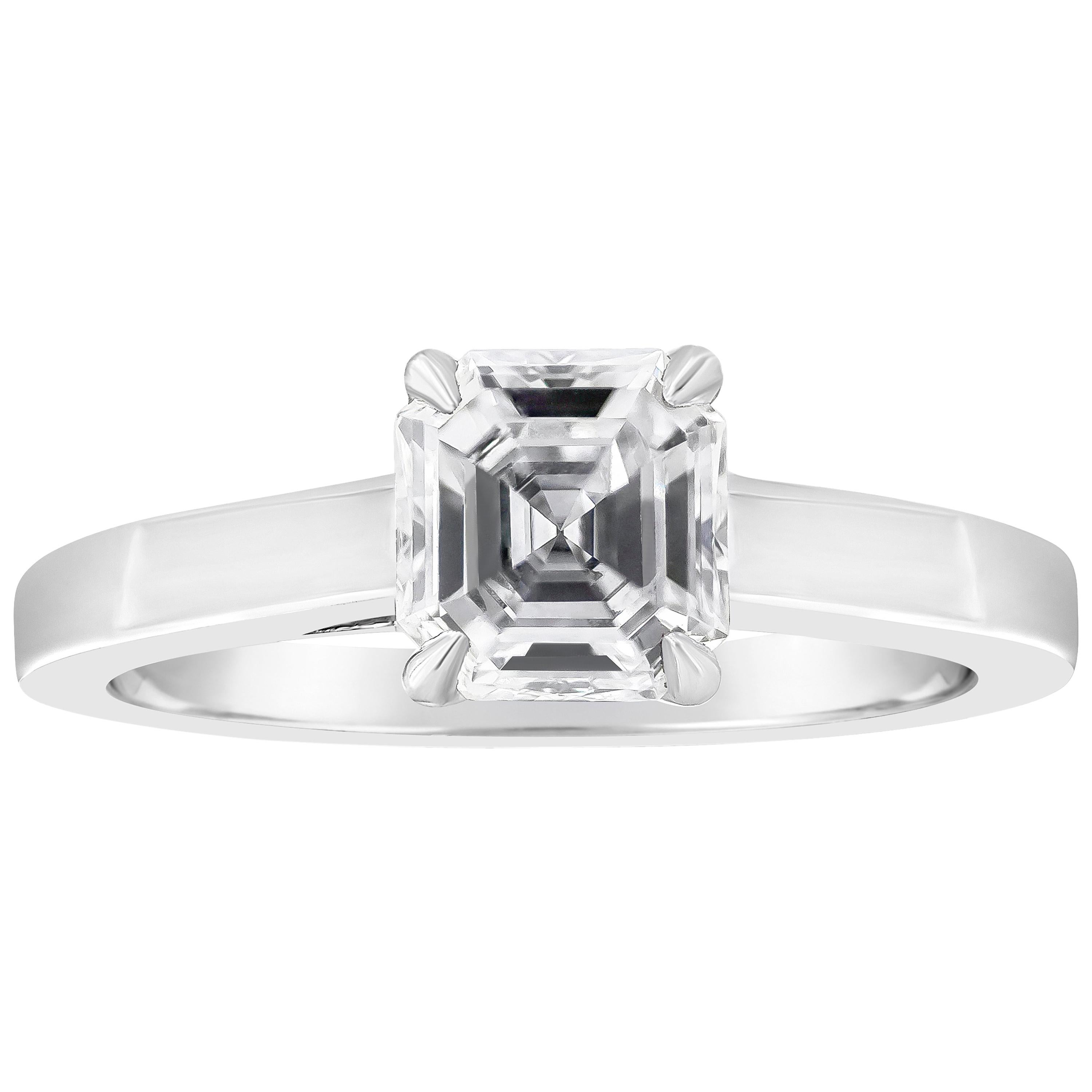 1.02 Carat Asscher Cut Diamond Solitaire Engagement Ring