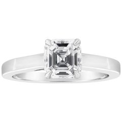 1.02 Carat Asscher Cut Diamond Solitaire Engagement Ring