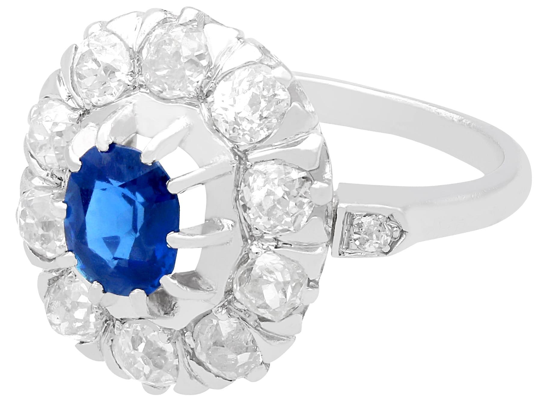 Round Cut 1.02 Carat Basaltic Sapphire and 1.85 Carat Diamond White Gold Cluster Ring For Sale