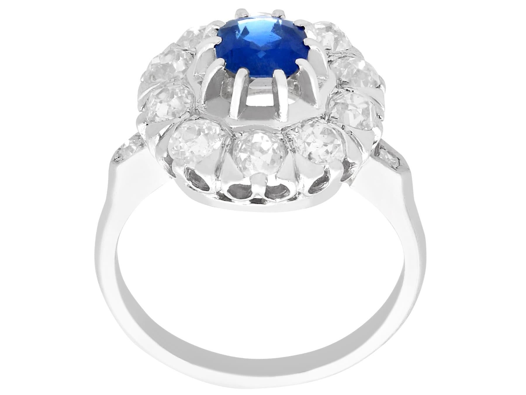 Women's 1.02 Carat Basaltic Sapphire and 1.85 Carat Diamond White Gold Cluster Ring For Sale