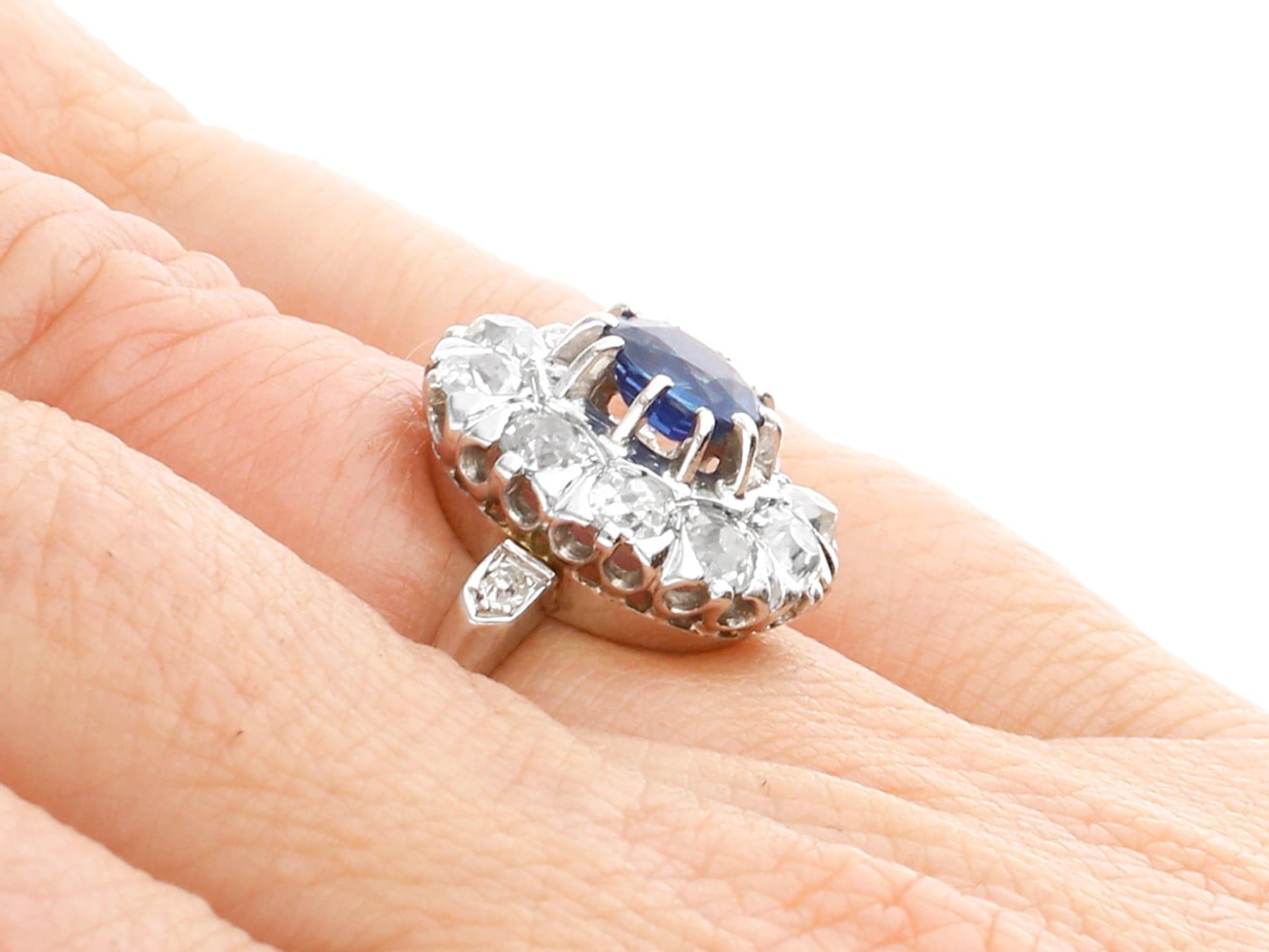 1.02 Carat Basaltic Sapphire and 1.85 Carat Diamond White Gold Cluster Ring For Sale 2