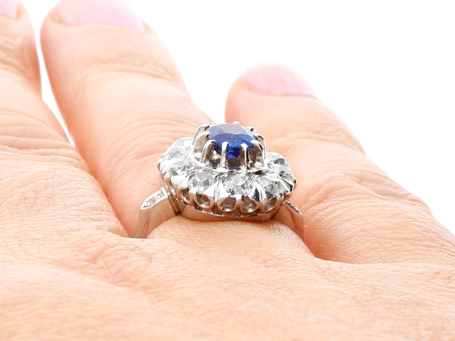 1.02 Carat Basaltic Sapphire and 1.85 Carat Diamond White Gold Cluster Ring For Sale 3