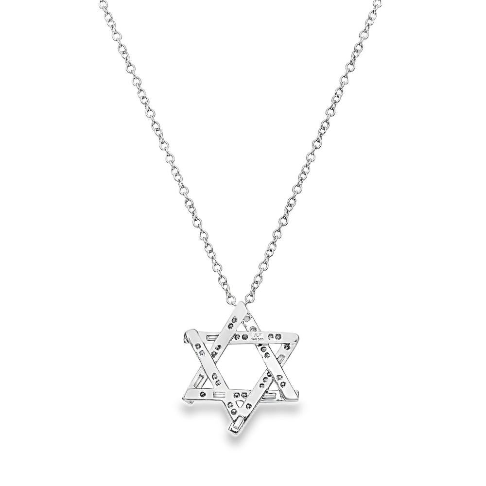 Moderne Étoile de David en or blanc 18 carats, diamants taille ronde et burette de 1,02 carat en vente