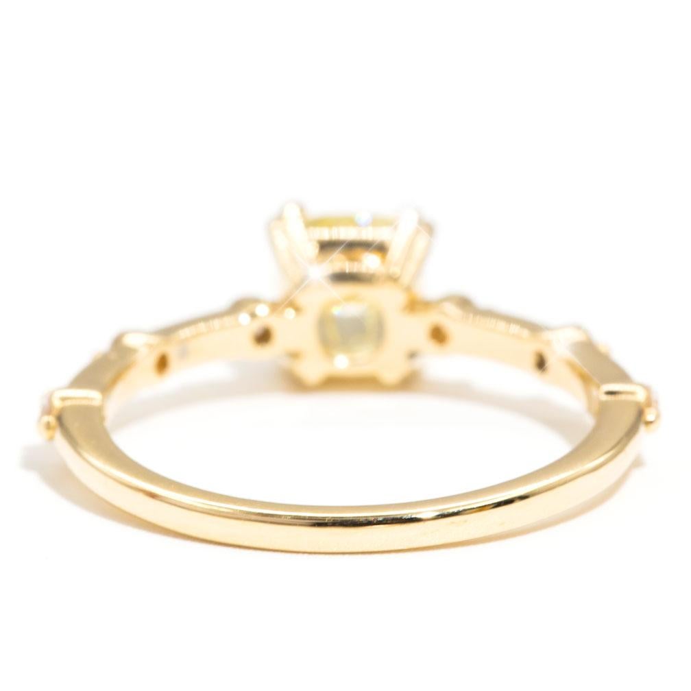 1.02 Carat Certified Cushion Cut Yellow Diamond Engagement Ring in 18 Carat Gold 7