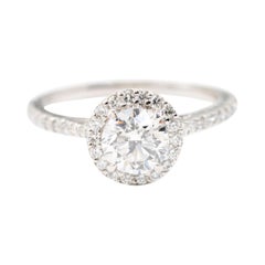 diamond f colour 1.02 Carat Certified F Colour Round Diamond and Platinum Halo Engagement Ring