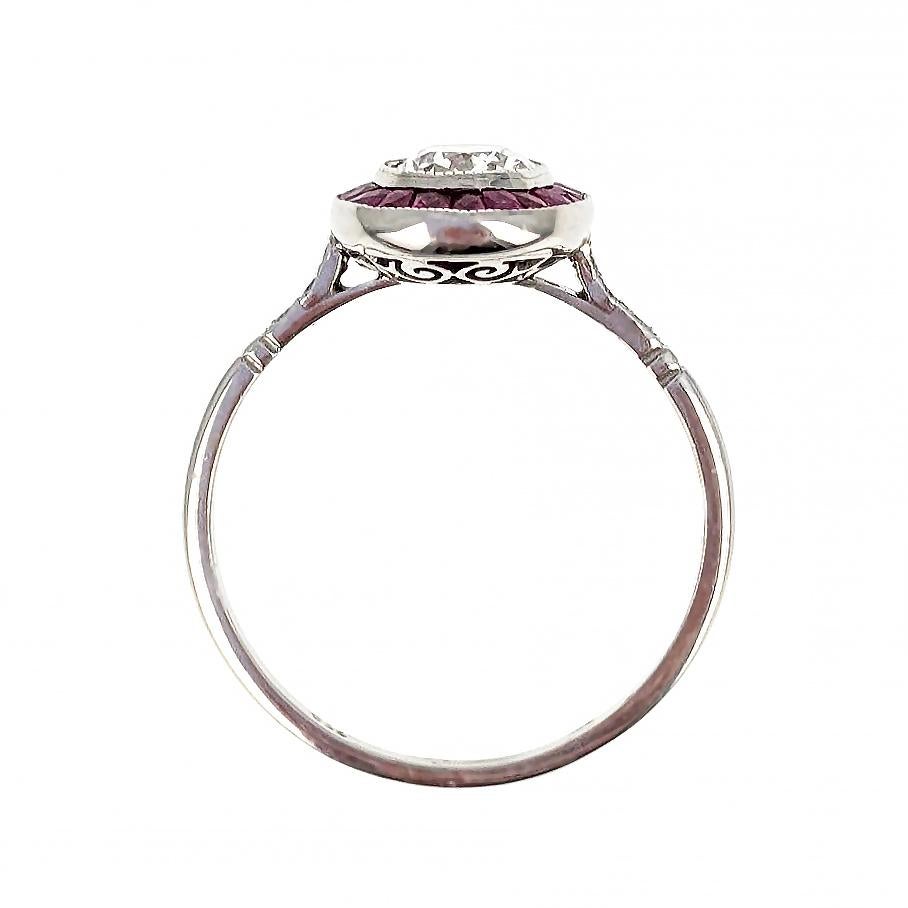 1.02 Carat Cushion Cut Diamond Ruby Halo Platinum Engagement Ring 2