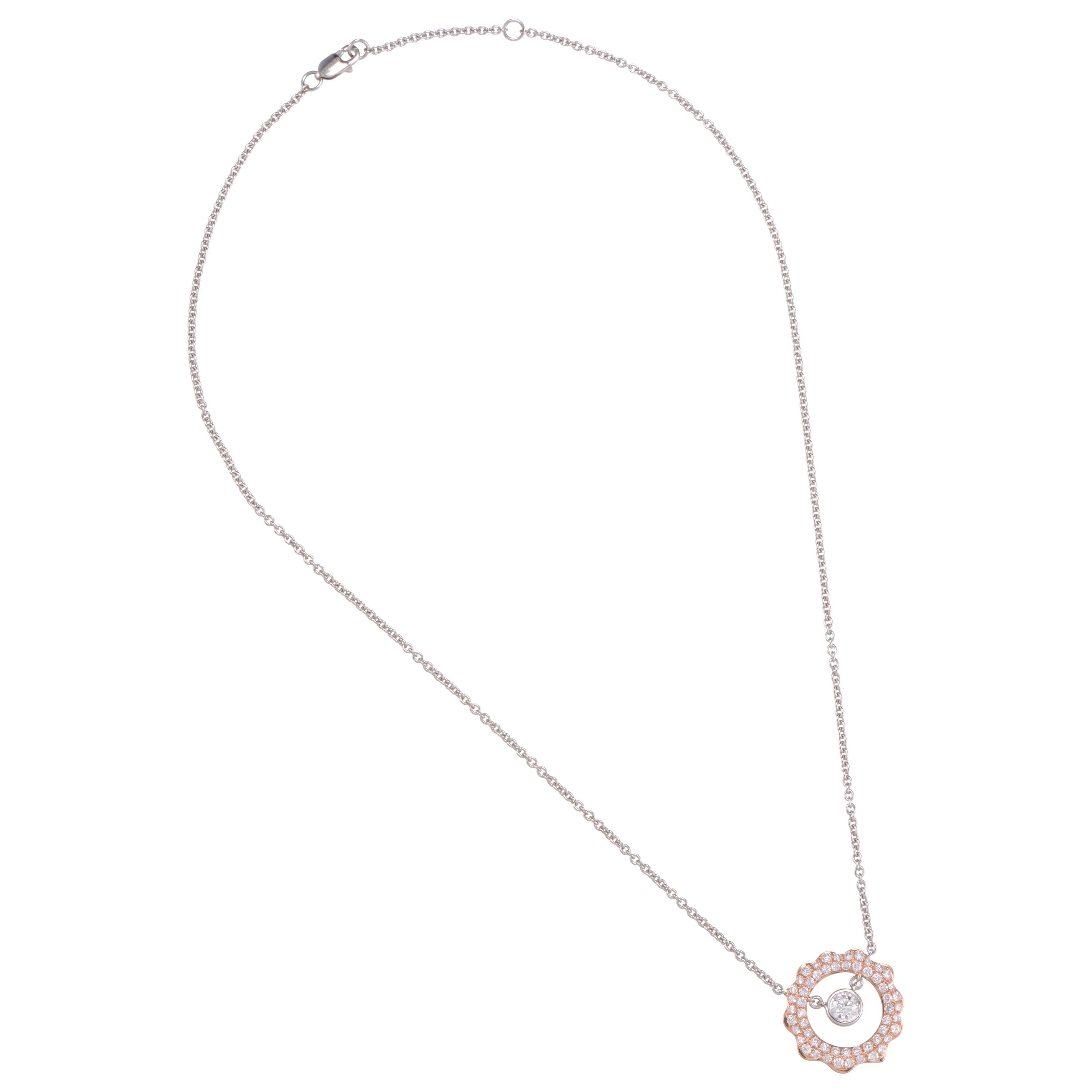 1.02 Carat Diamond 18 Karat Rose Gold Pendant Necklace For Sale