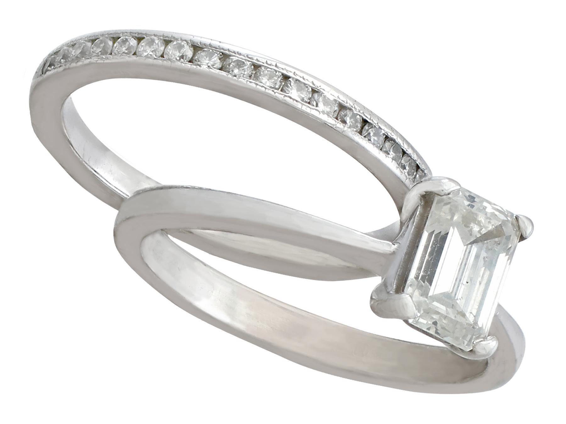 1.02 Carat Diamond and Platinum Solitaire and Half-Eternity Ring In Excellent Condition In Jesmond, Newcastle Upon Tyne