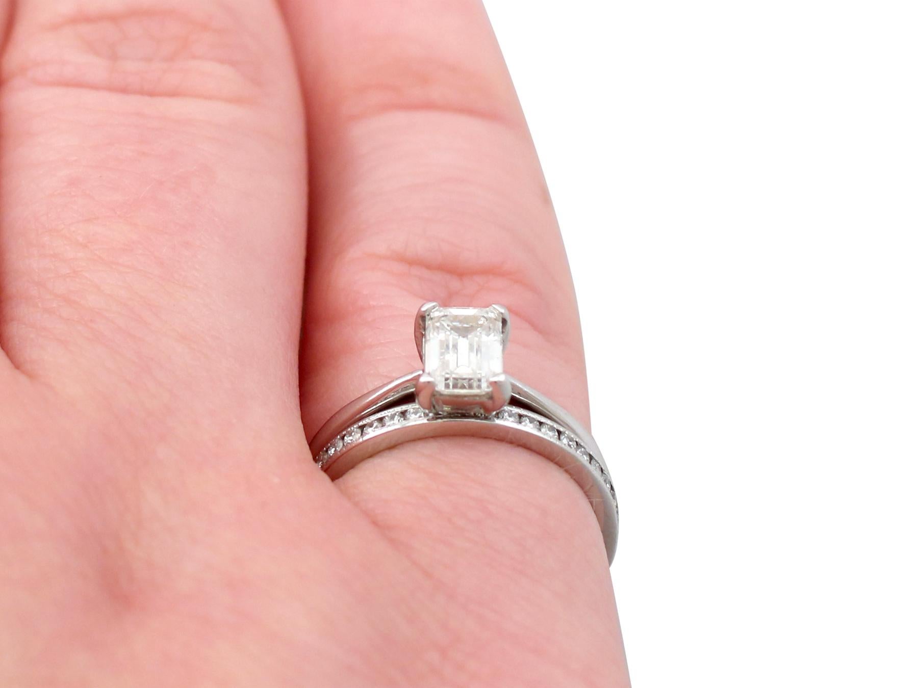 1.02 Carat Diamond and Platinum Solitaire and Half-Eternity Ring 5