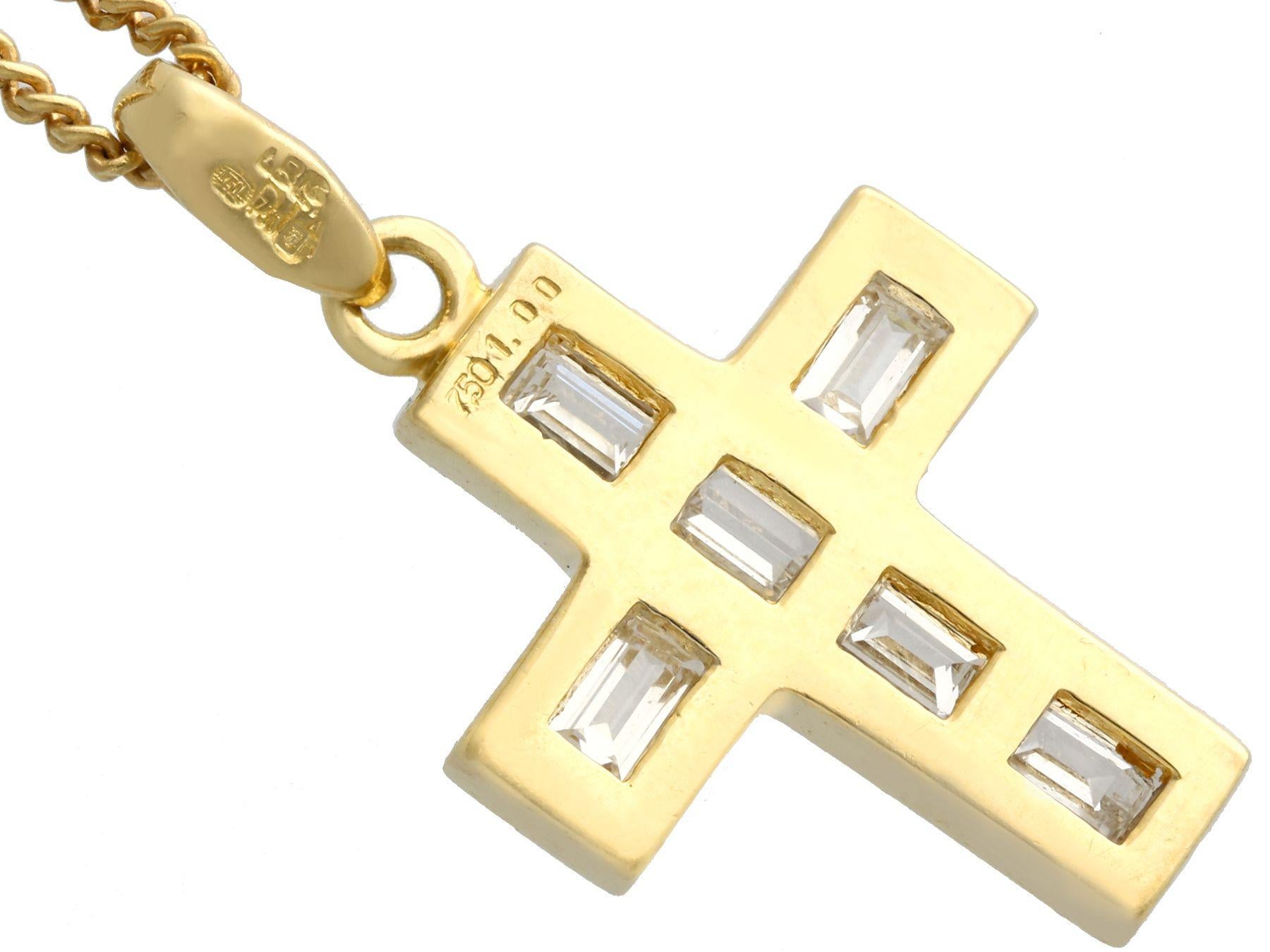 Women's 1.02 Carat Diamond and Yellow Gold Cross Pendant