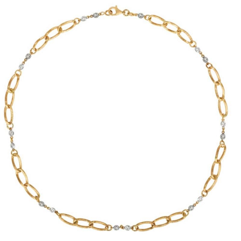 Modernist 1.02 Carat Diamond Chain Style Necklace G SI 14k Yellow Gold For Sale