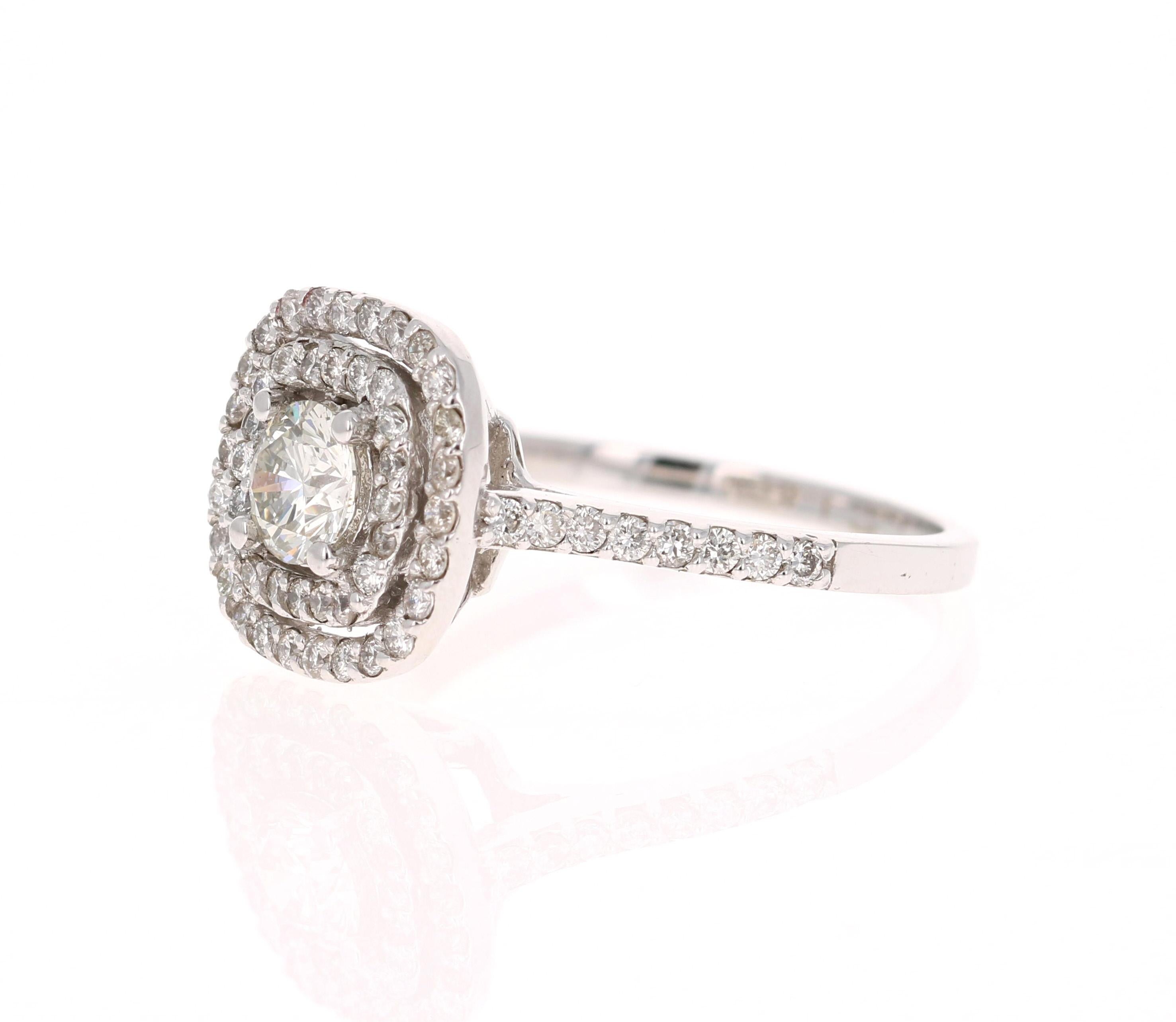 Contemporary 1.02 Carat Diamond Engagement Ring 14 Karat White Gold