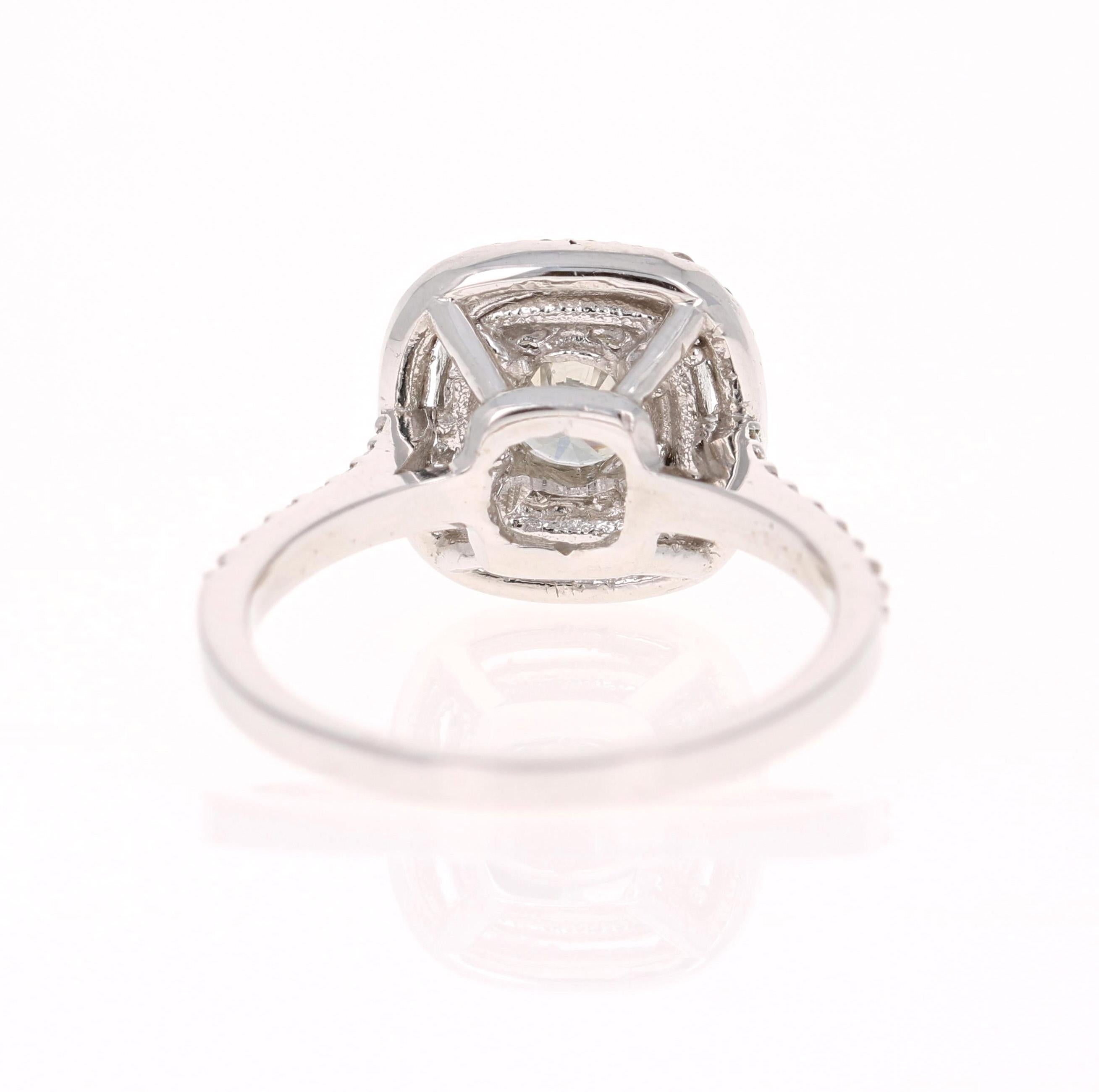 Round Cut 1.02 Carat Diamond Engagement Ring 14 Karat White Gold