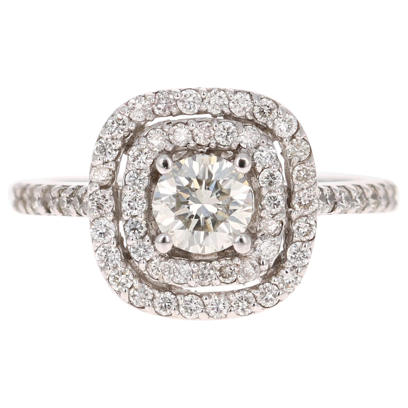 1.02 Carat Diamond Engagement Ring 14 Karat White Gold