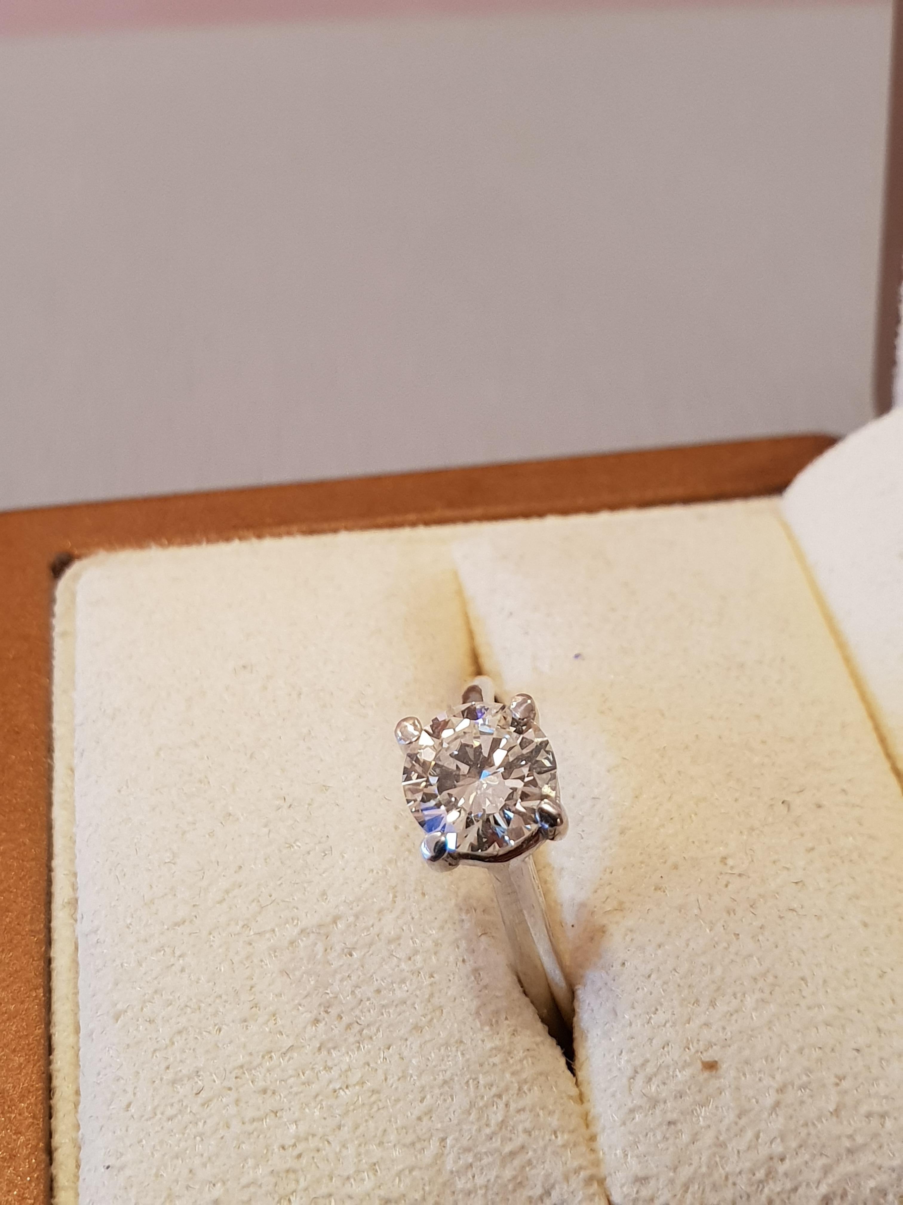 1.02 Carat Diamond M Color Solitaire Ring White 18 Karat Gold For Sale 6
