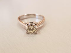 1.02 Carat Diamond M Color Solitaire Ring White 18 Karat Gold