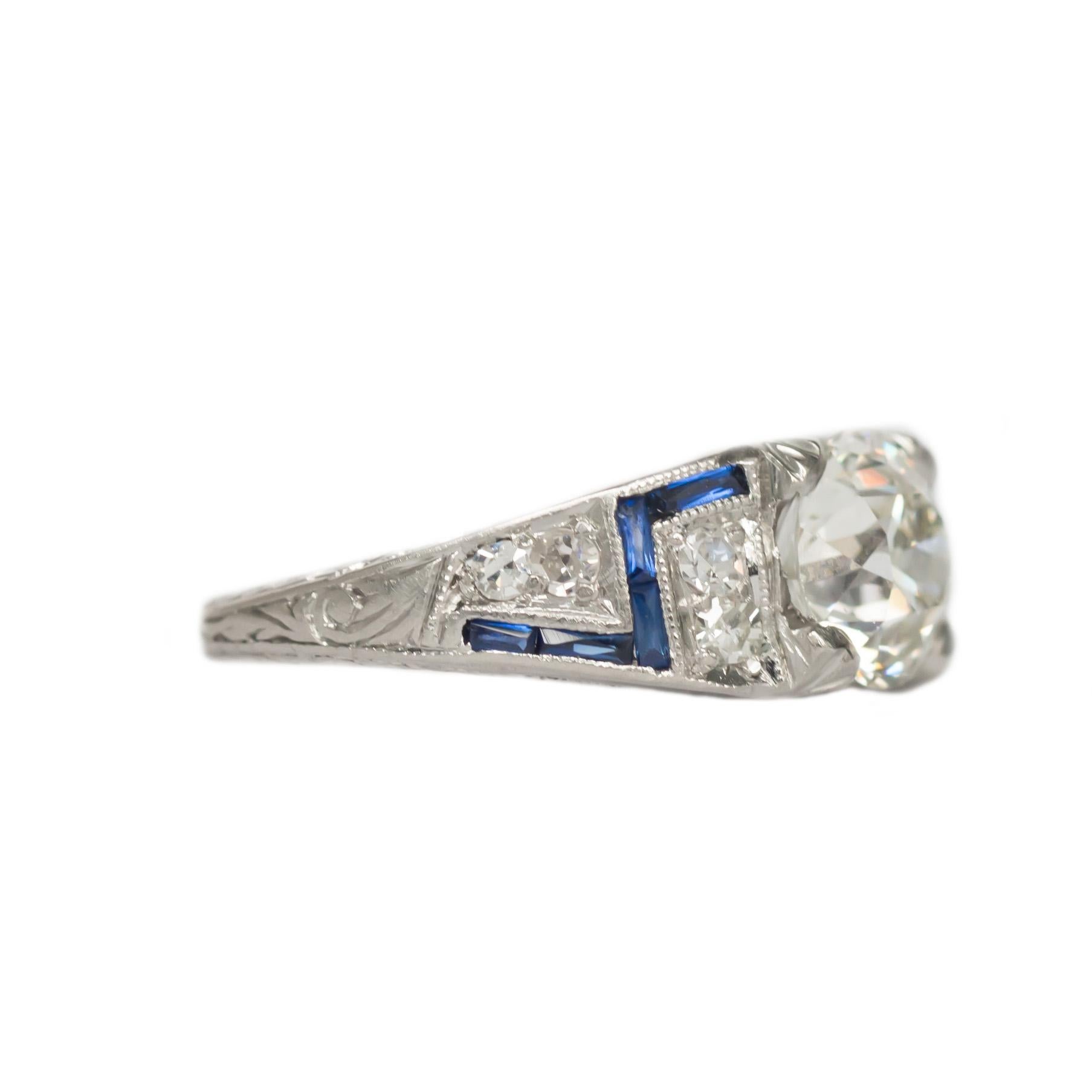 Art Deco 1.02 Carat Diamond Platinum Engagement Ring For Sale