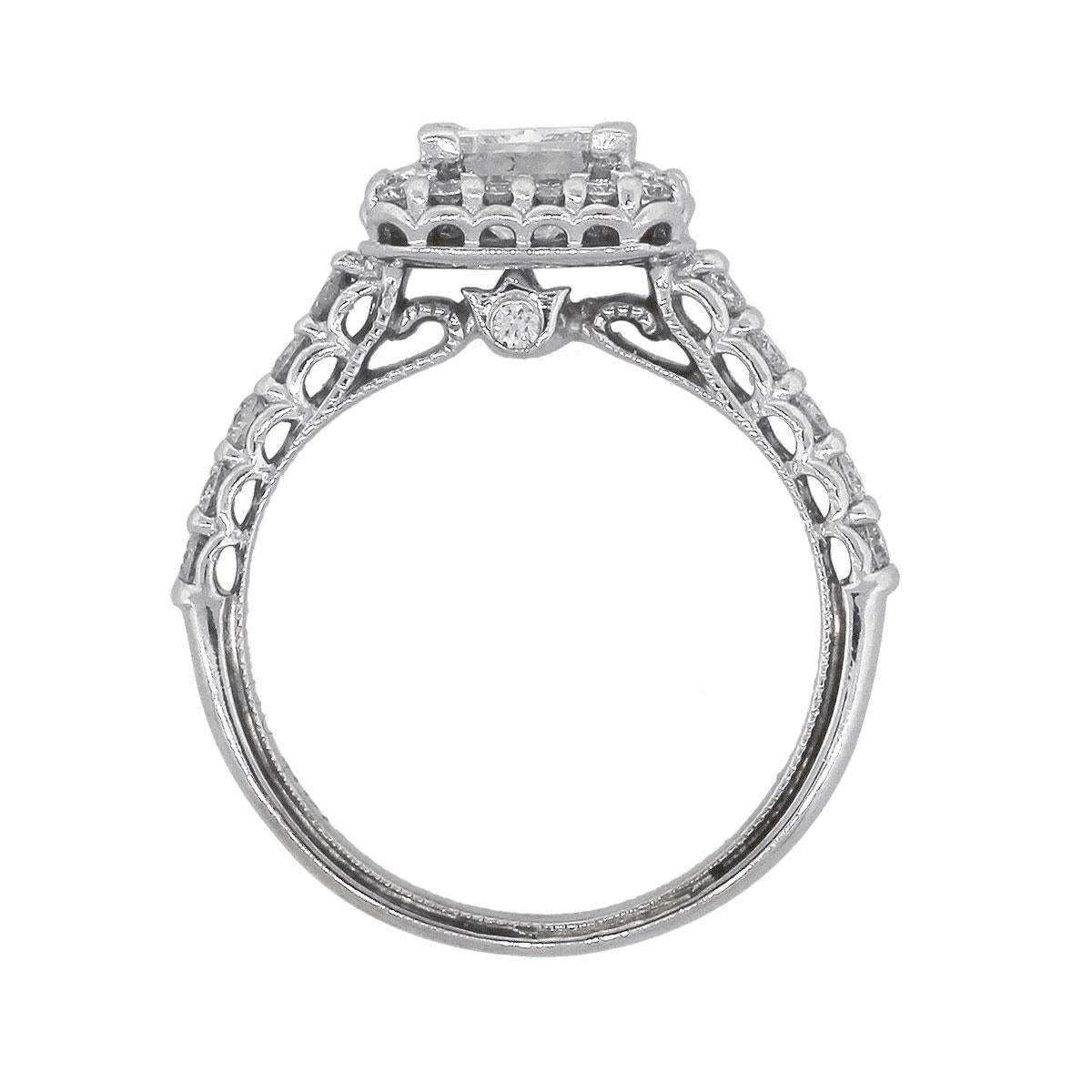 1.02 Carat EGL Radiant Cut Diamond Halo Engagement Ring In Excellent Condition In Boca Raton, FL