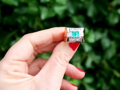 1.02 Carat Emerald and 1.05 Carat Diamond Gold Cocktail Ring