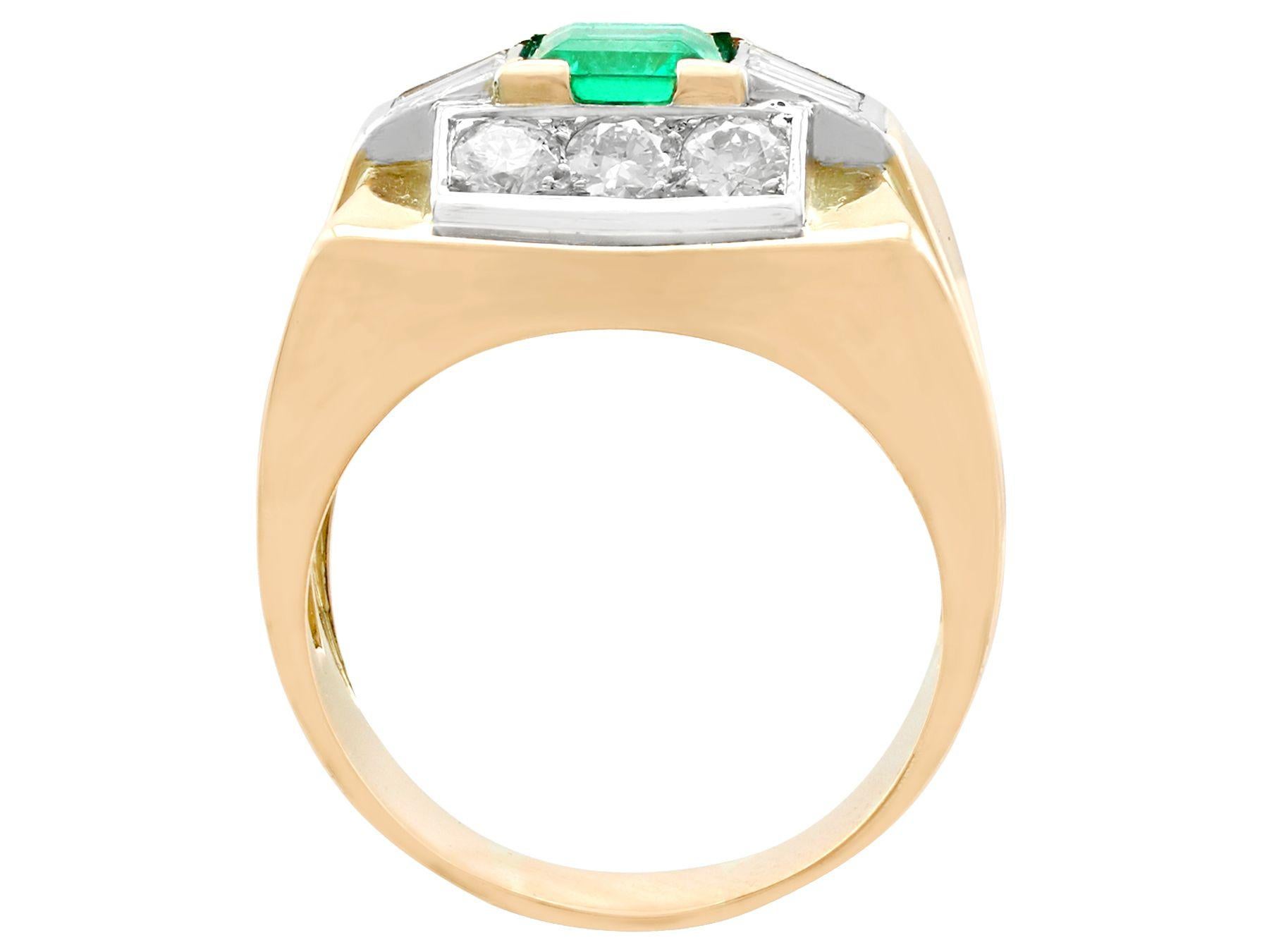 1.02 Carat Emerald and 1.05 Carat Diamond Gold Cocktail Ring In Excellent Condition For Sale In Jesmond, Newcastle Upon Tyne