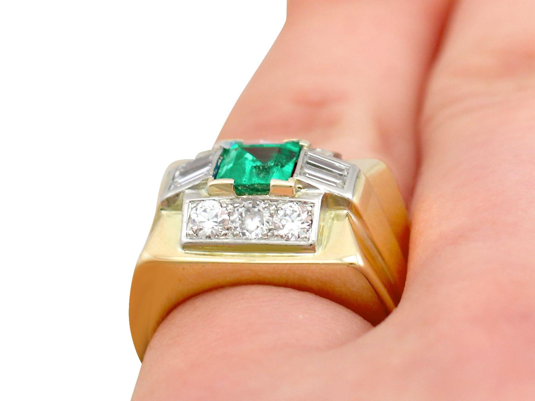 1.02 Carat Emerald and 1.05 Carat Diamond Gold Cocktail Ring For Sale 4